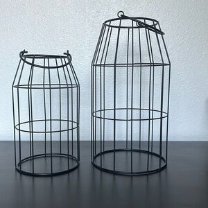 Candle holders, black metal candle cages